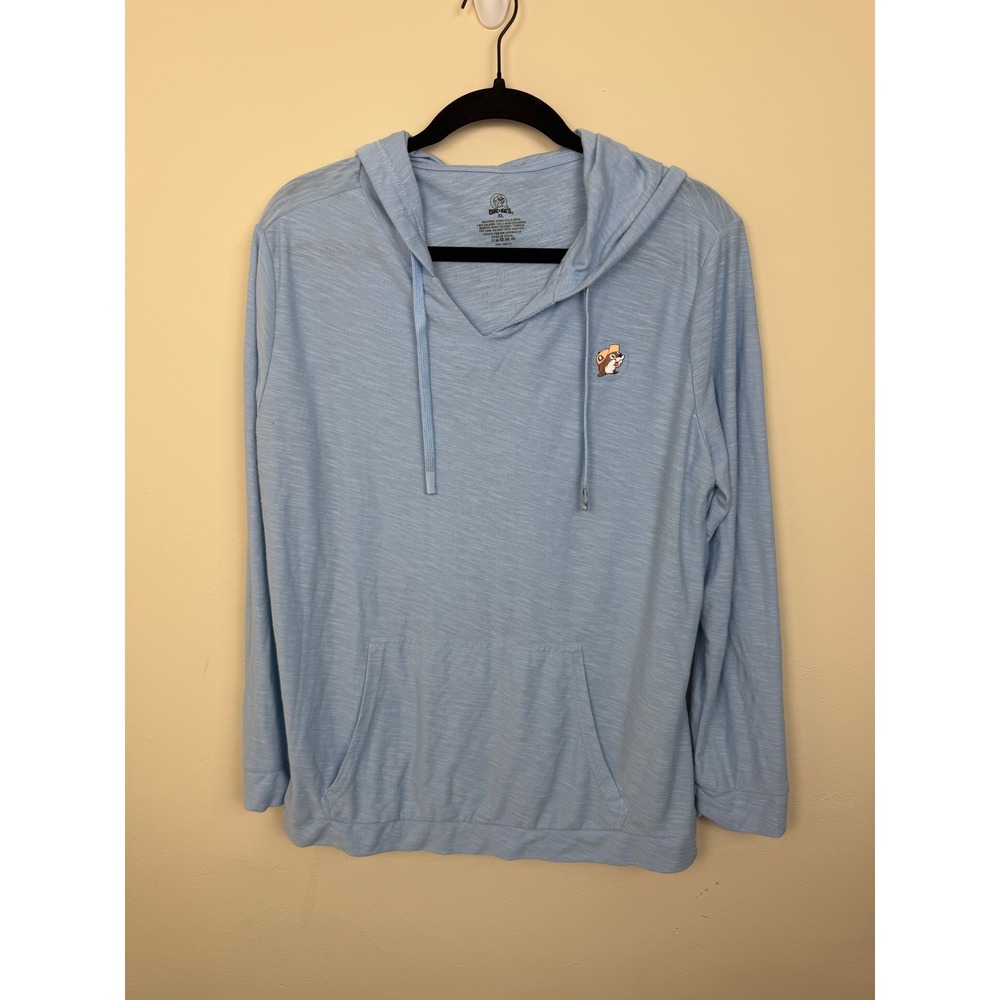 Buc-ee's Hoodie Women's XL Light Blue Pullover Beaver Casual Travel